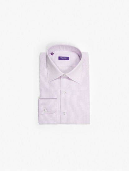 Patrick Hellmann CollectionLight Purple Men Shirt With Small Squares Patternimage558